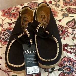 Hey Dude Black and Tan Loafers